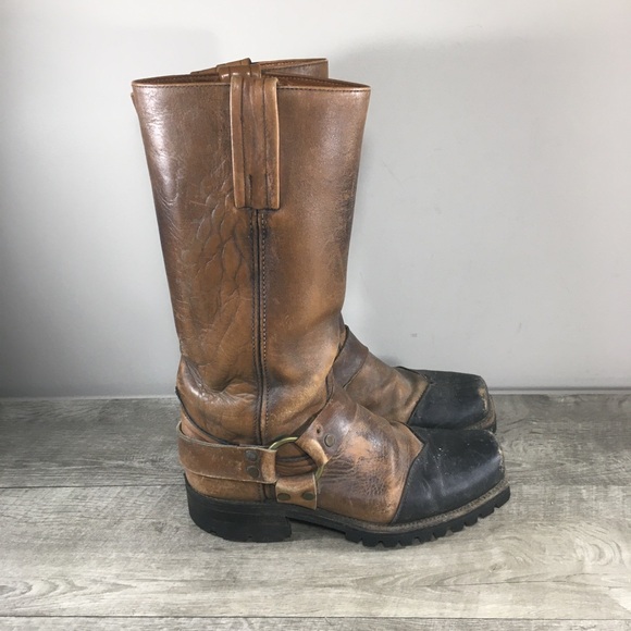 Frye Other - Frye Vintage Black Label Engineer Harness Motorcycle Leather Mens Moto Boots 8.5
